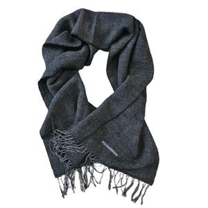 Dolce & Gabbana Women's Dark Gray Chunky Wool and Angora Knit Fringed Scarf
